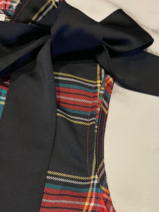 J. Crew Tops - J.Crew Factory Tartan Bow-Neck Top with Ruffles - Medium